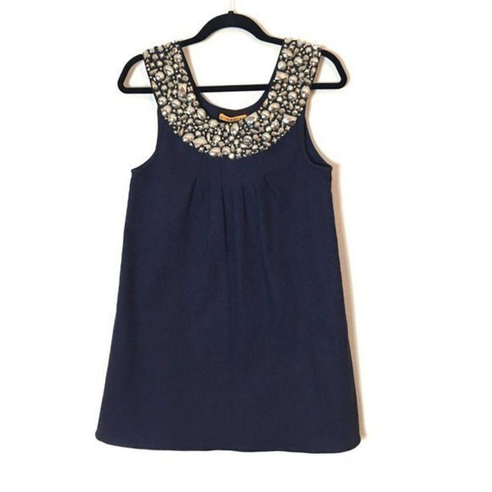 Alice + Olivia Mini Dress Women’s Size XS Beaded Neckline Navy Blue
